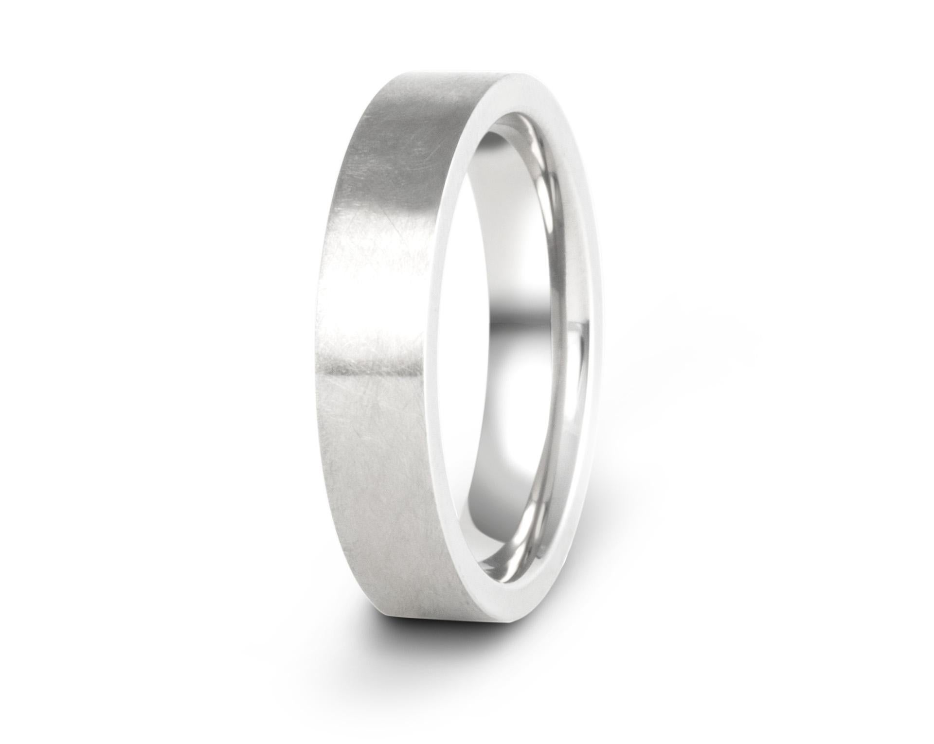 For Sale:  The Montevideo: Platinum or 14K White Gold Etched Flat Comfort Fit Wedding Band 3
