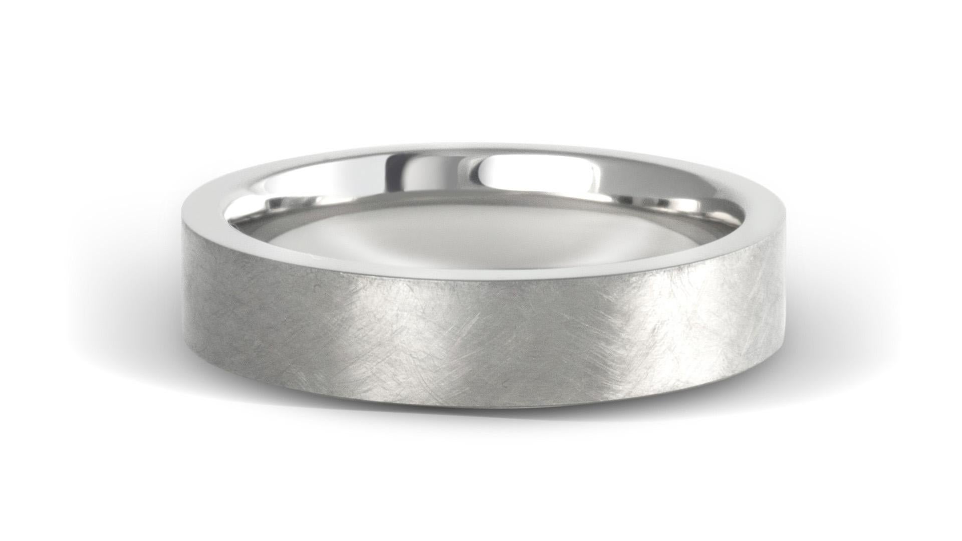 For Sale:  The Montevideo: Platinum or 14K White Gold Etched Flat Comfort Fit Wedding Band 4