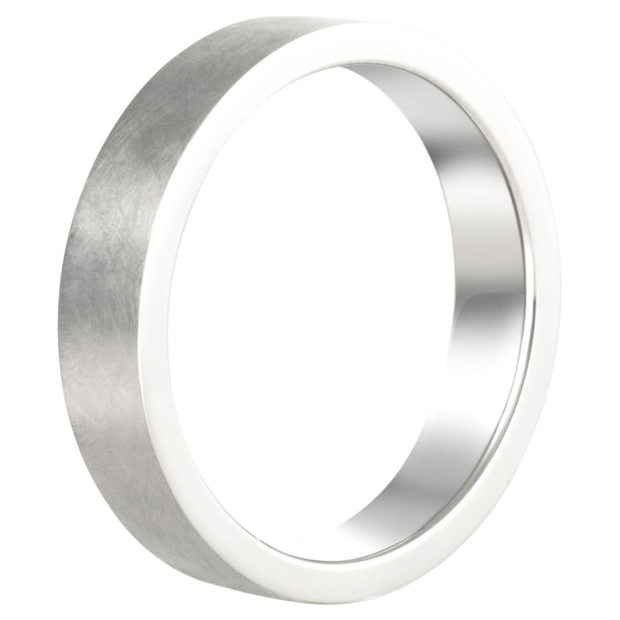 For Sale:  The Montevideo: Platinum or 14K White Gold Etched Flat Comfort Fit Wedding Band