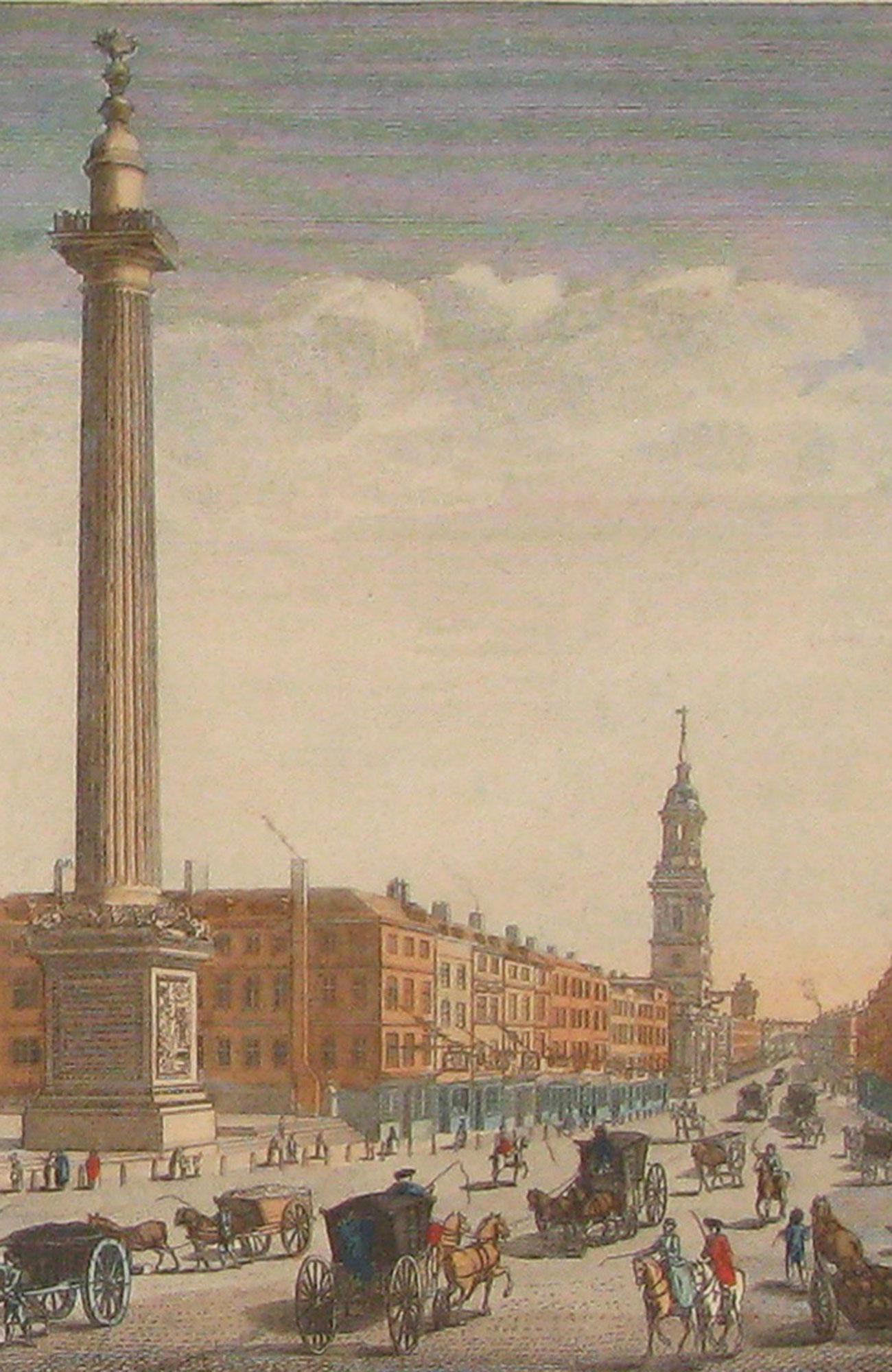 Mid-18th Century 'The Monument of London' Georgian Copper Plate Etching by Thomas Bowles For Sale