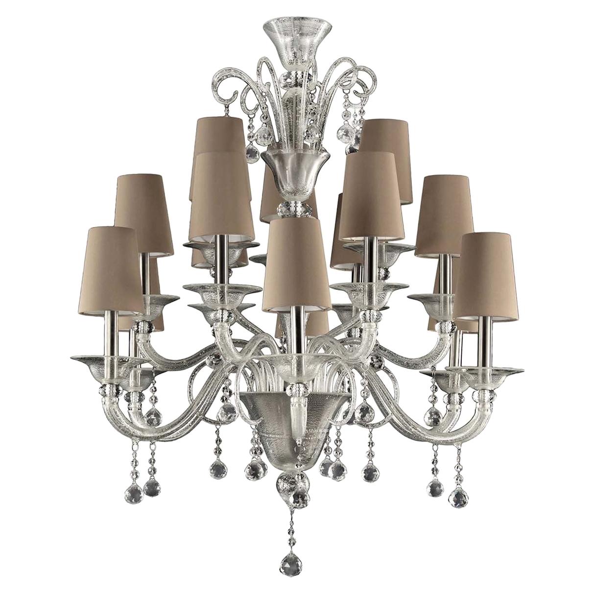 Moon 15-Light Classic Murano Chandelier, Timeless Collection For Sale