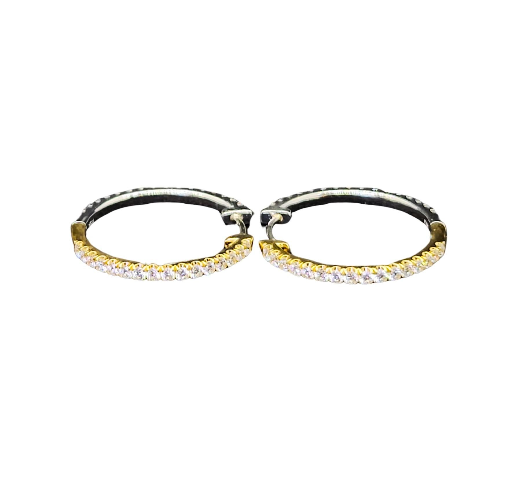 Contemporary The Moon and Sun Hinged Hoops with Diamonds in Platinum and 18K Gold Two Tone. For Sale