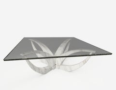 "The Diamond Moon Flower" Center Table ft. White Marble and Glass
