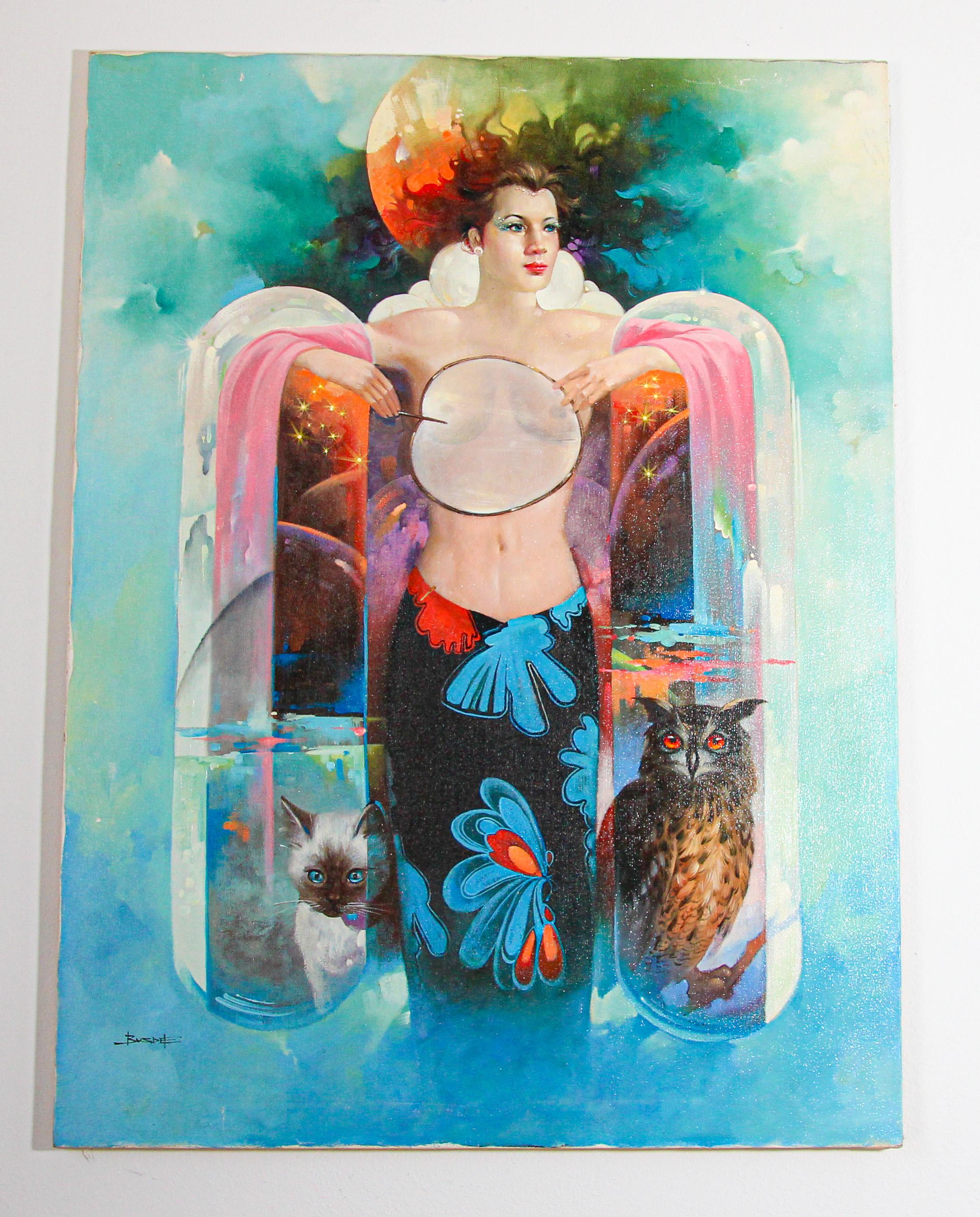 Peinture à l'huile sur toile « La déesse de la lune » en vente 9