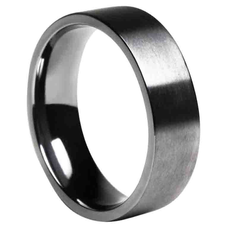 Flach gebürsteter Tantalum 6,5 mm Komfort-Hochzeitsring von Morello