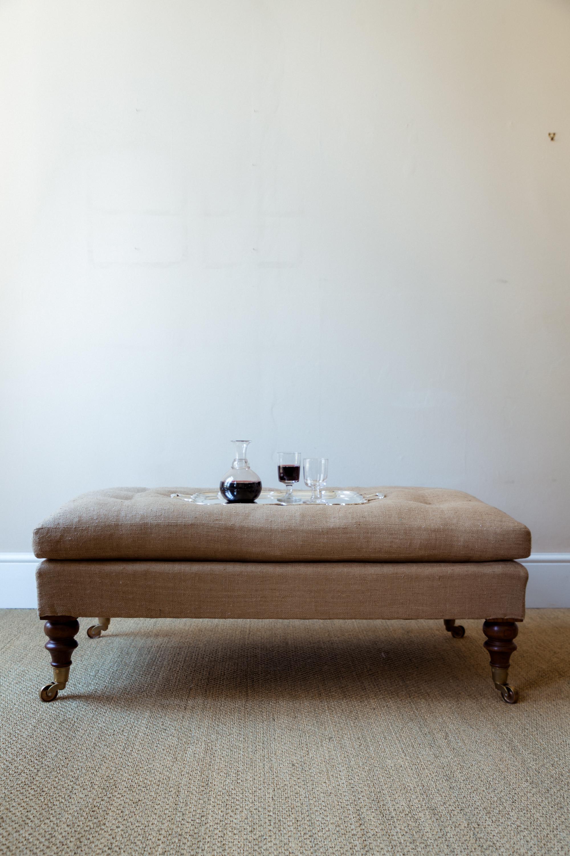 The Moreton Footstool, a bespoke made Howard-Style footstool In Excellent Condition For Sale In London, GB