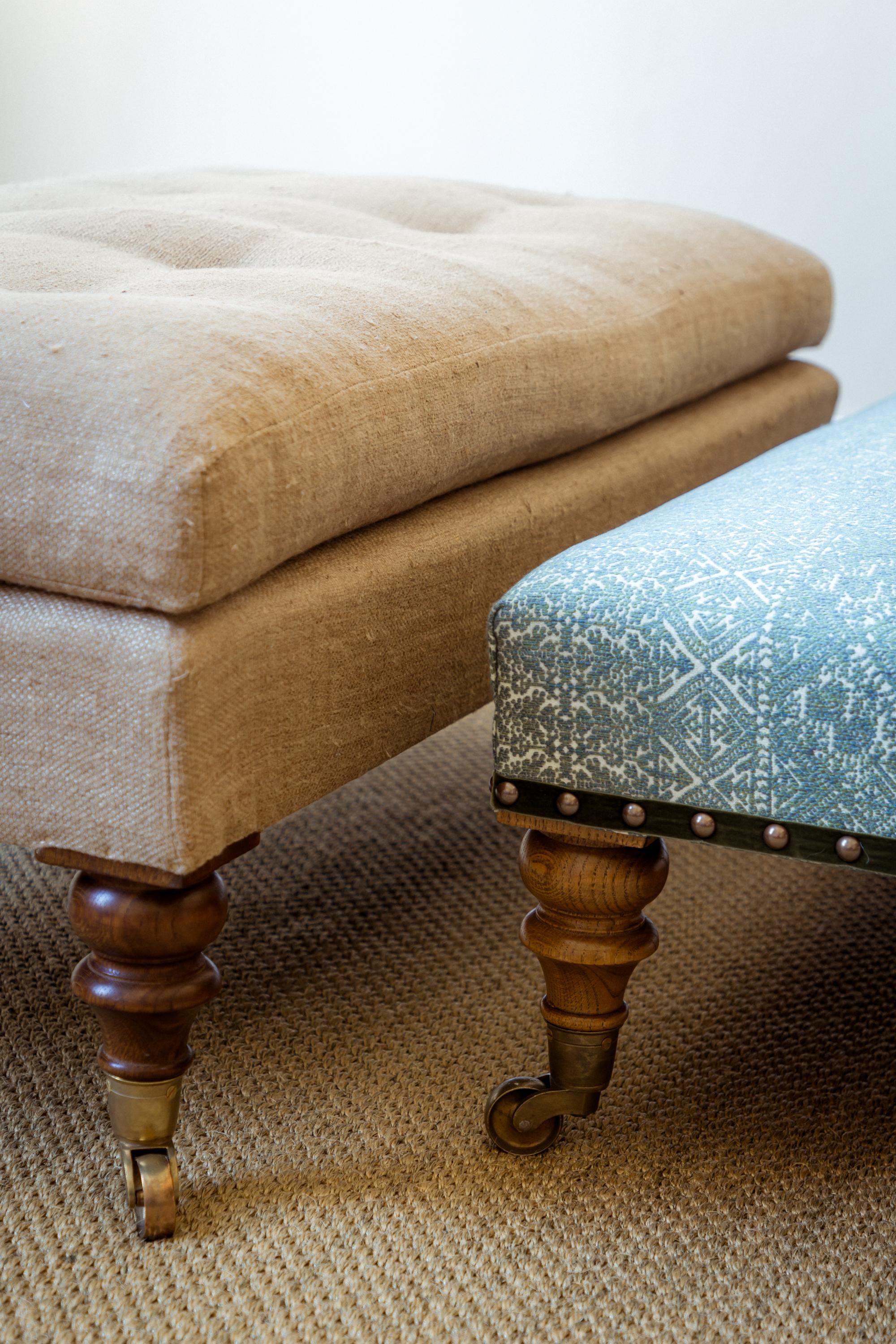 The Moreton Footstool, a bespoke English Howard-Style footstool For Sale 4