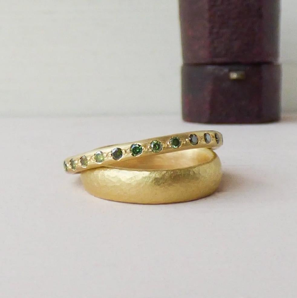 For Sale:  The Mossy Ethical Wedding Ring 18ct Fairmined gold Green Diamonds 4