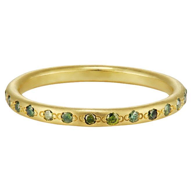 For Sale:  The Mossy Ethical Wedding Ring 18ct Fairmined gold Green Diamonds