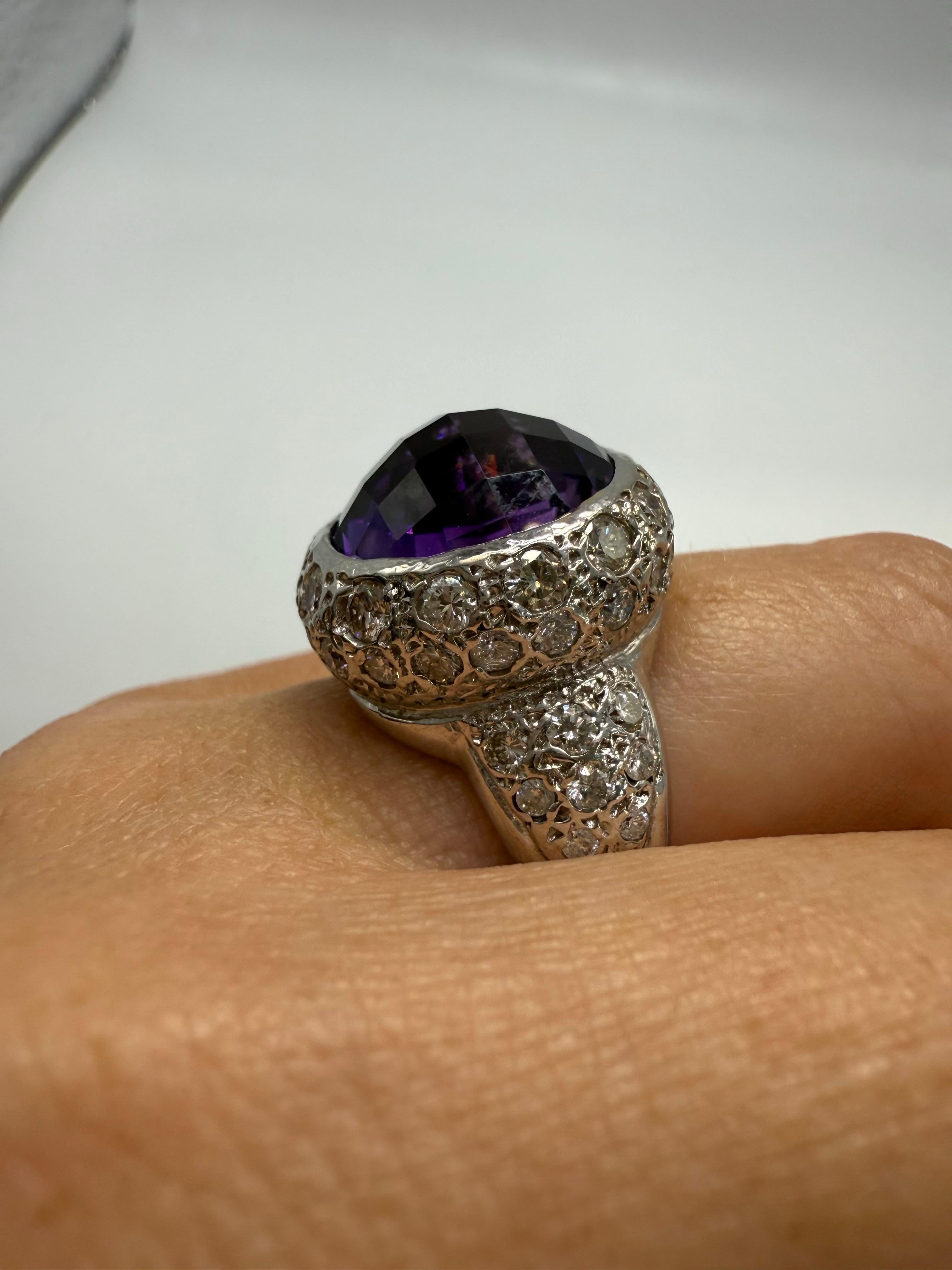 Il più bel anello con ametista e diamante in oro 18KT In condizioni Nuovo in vendita a Boca Raton, FL