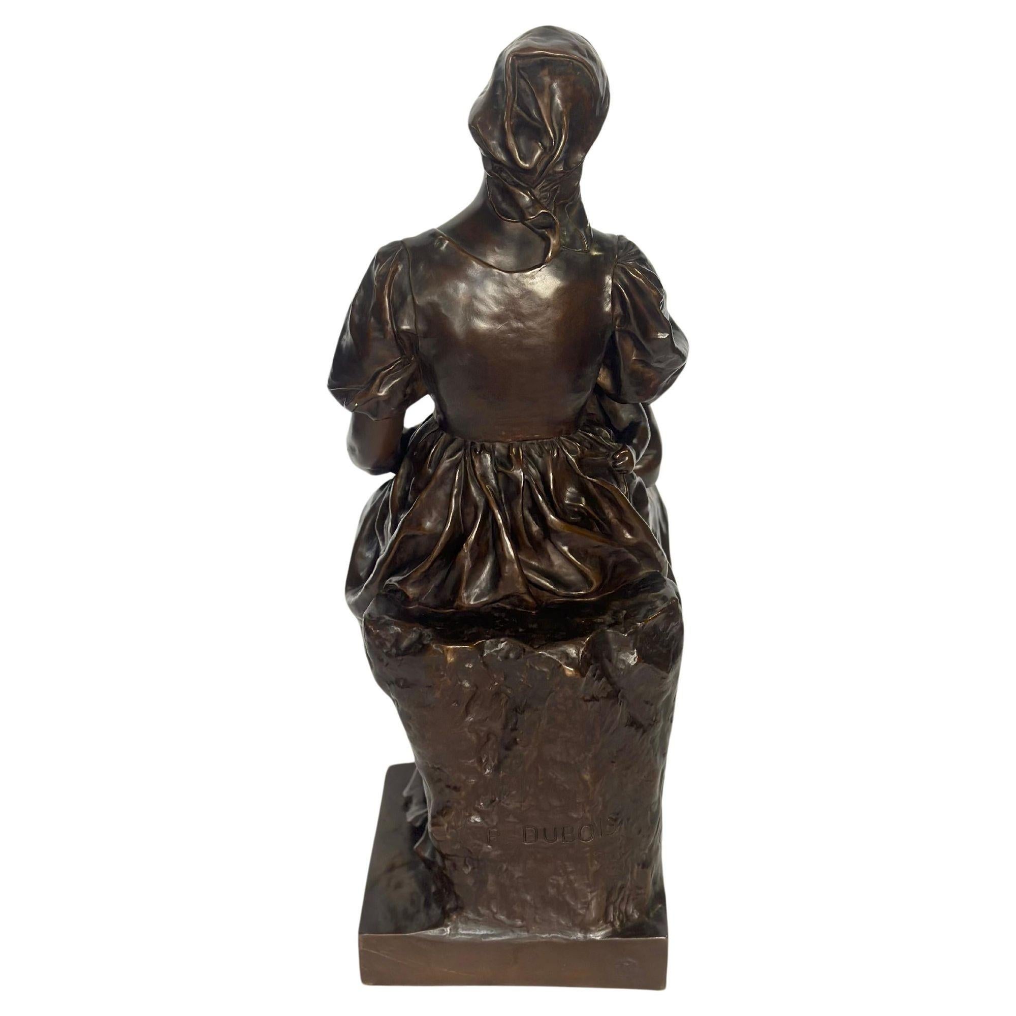 Bronzeskulptur „Die Mutter“ von P. Dubois (Französisch) im Angebot