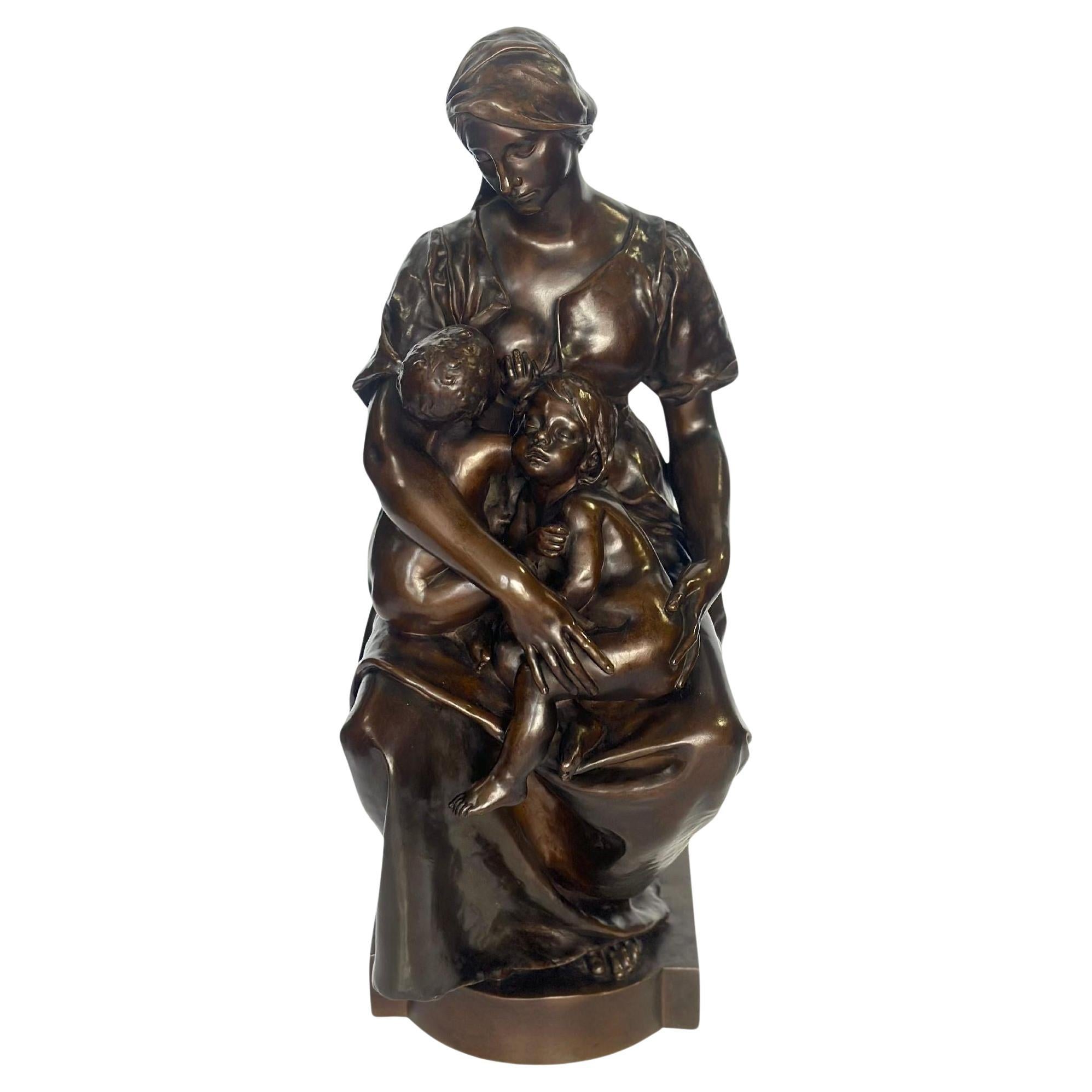 "The Mother" Bronze Sculpture by P. Dubois For Sale