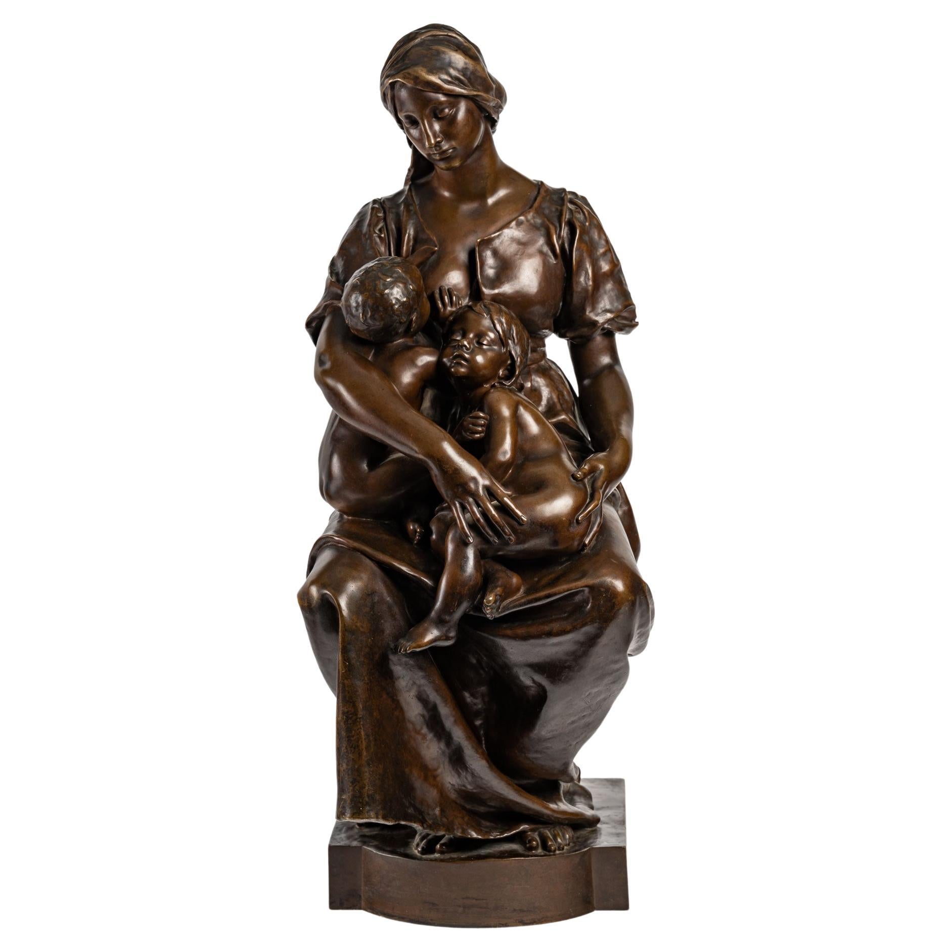 "The Mother", Brown Patinated Bronze, Sculpture by Paul Dubois For Sale