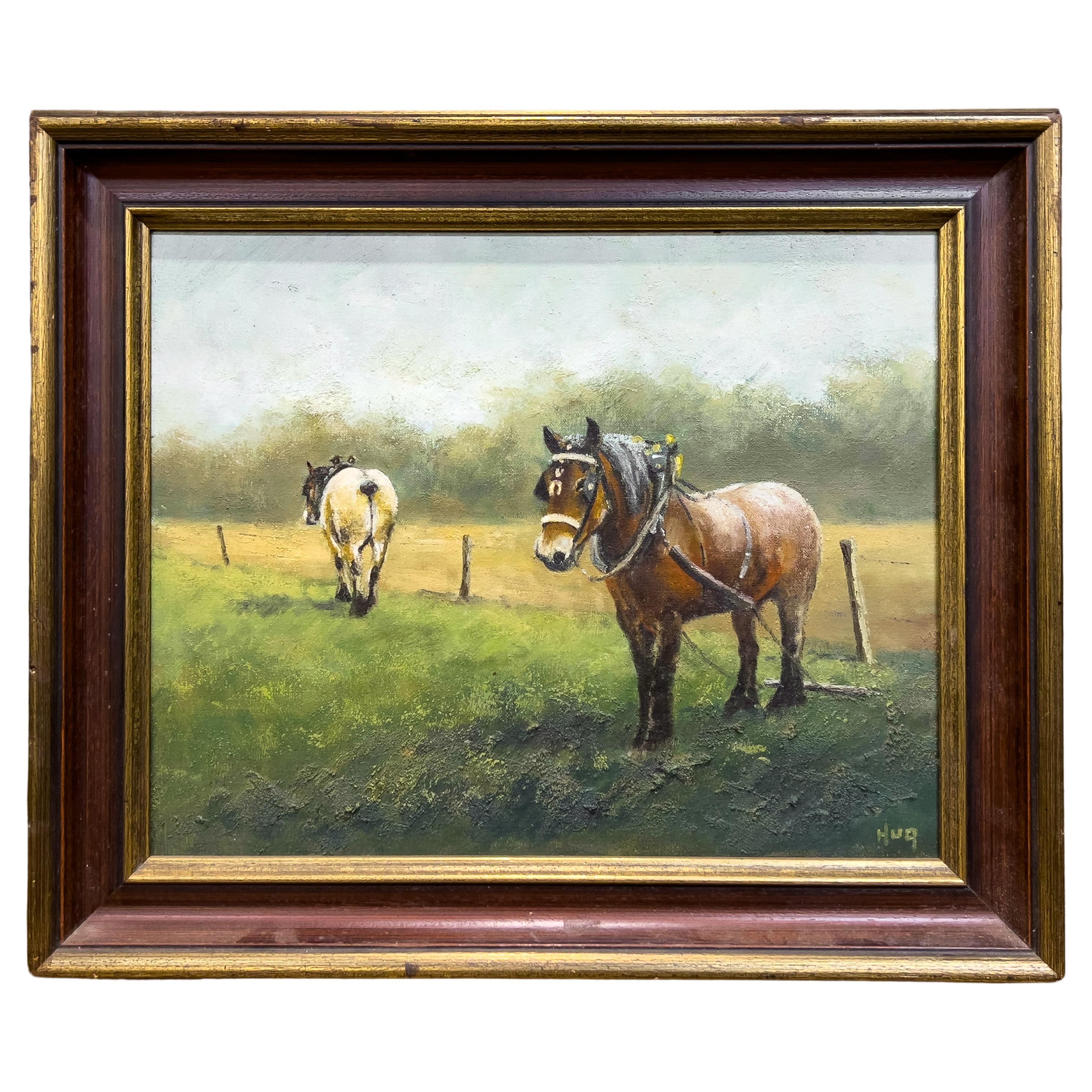 "The Mules" Oil on Canvas Painting For Sale