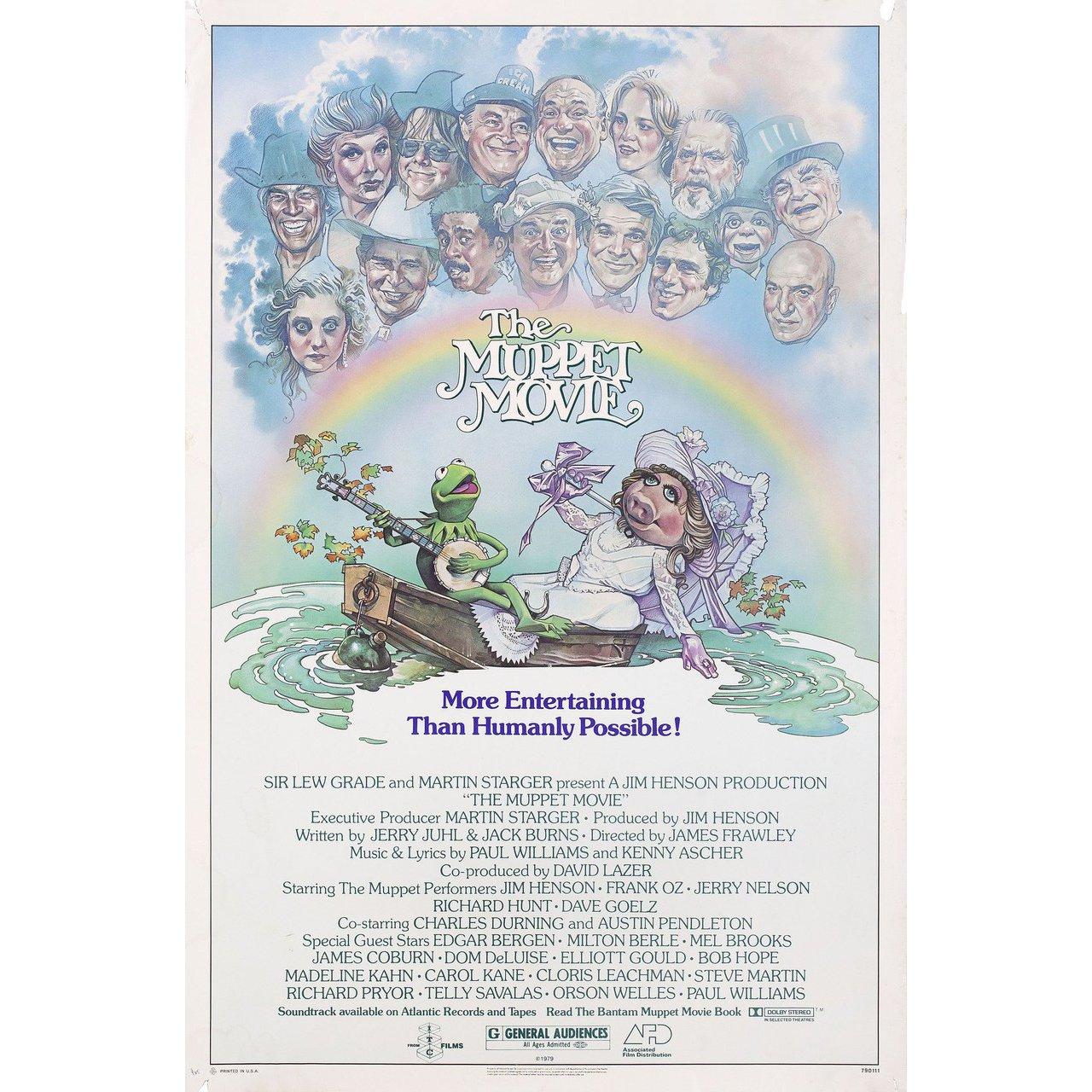 Original 1979 U.S. one sheet poster by Drew Struzan for the film “The Muppet Movie” directed by James Frawley with Jim Henson / Frank Oz / Jerry Nelson / Richard Hunt. Very good condition, rolled with water damage and paper loss at edges. Please