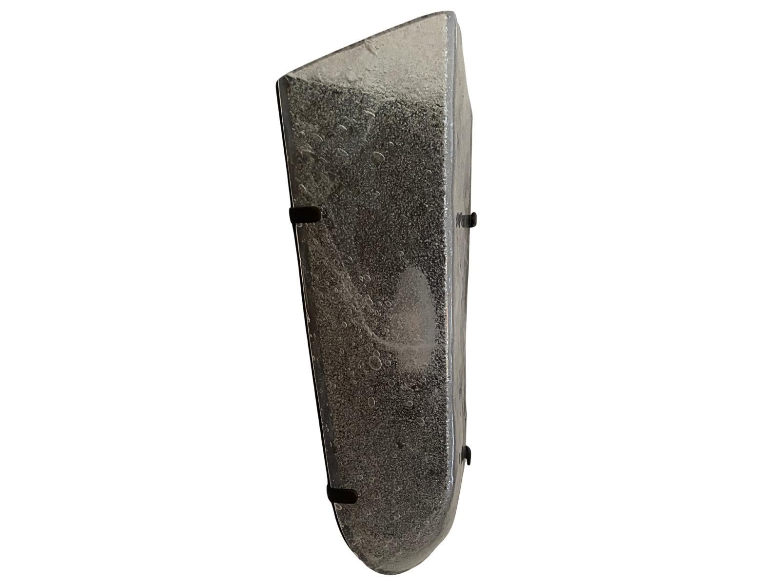 The Murano Glass Ice Sconce in Clear Cristallo with Bronzed Brass back plate For Sale 6
