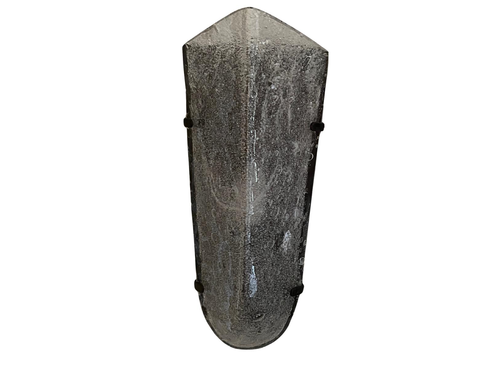 The Murano Glass Ice Sconce in Clear Cristallo with Bronzed Brass back plate For Sale 9