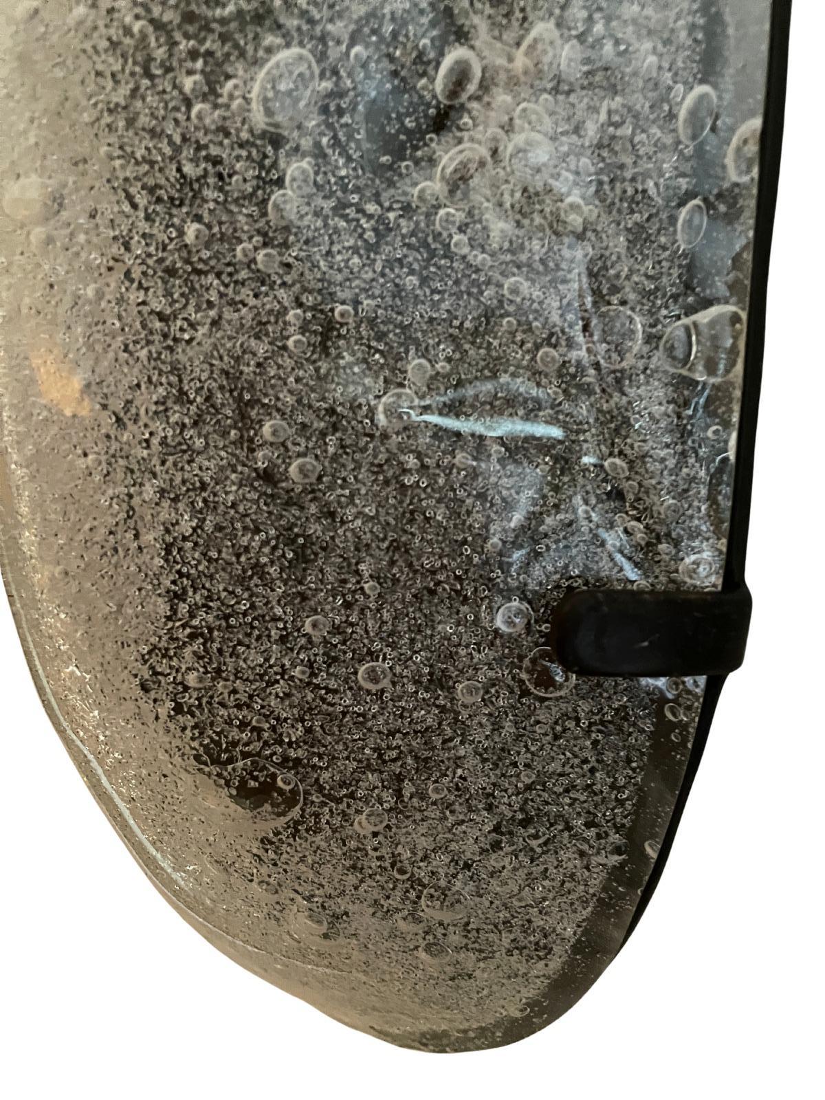 The Murano Glass Ice Sconce in Clear Cristallo with Bronzed Brass back plate For Sale 1