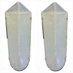 The Murano Glass Ice Sconce in Clear Cristallo with Polished Nickel back plate