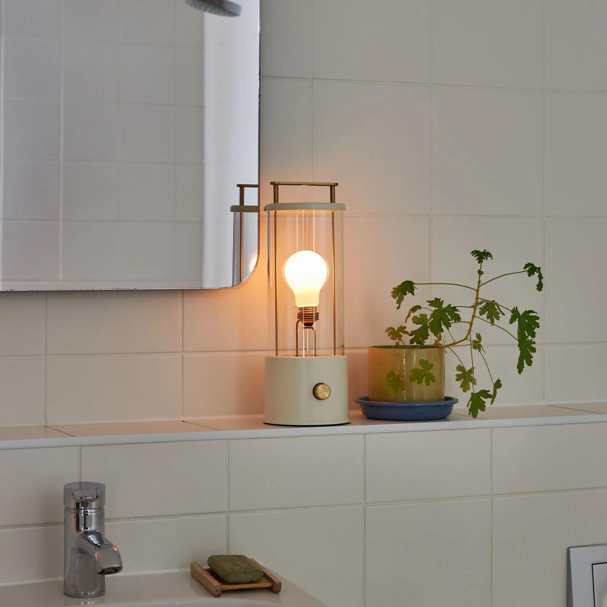 Mid-Century Modern 'The Muse' Portable Lamp by Farrow & Ball x Tala in Candlenut White For Sale