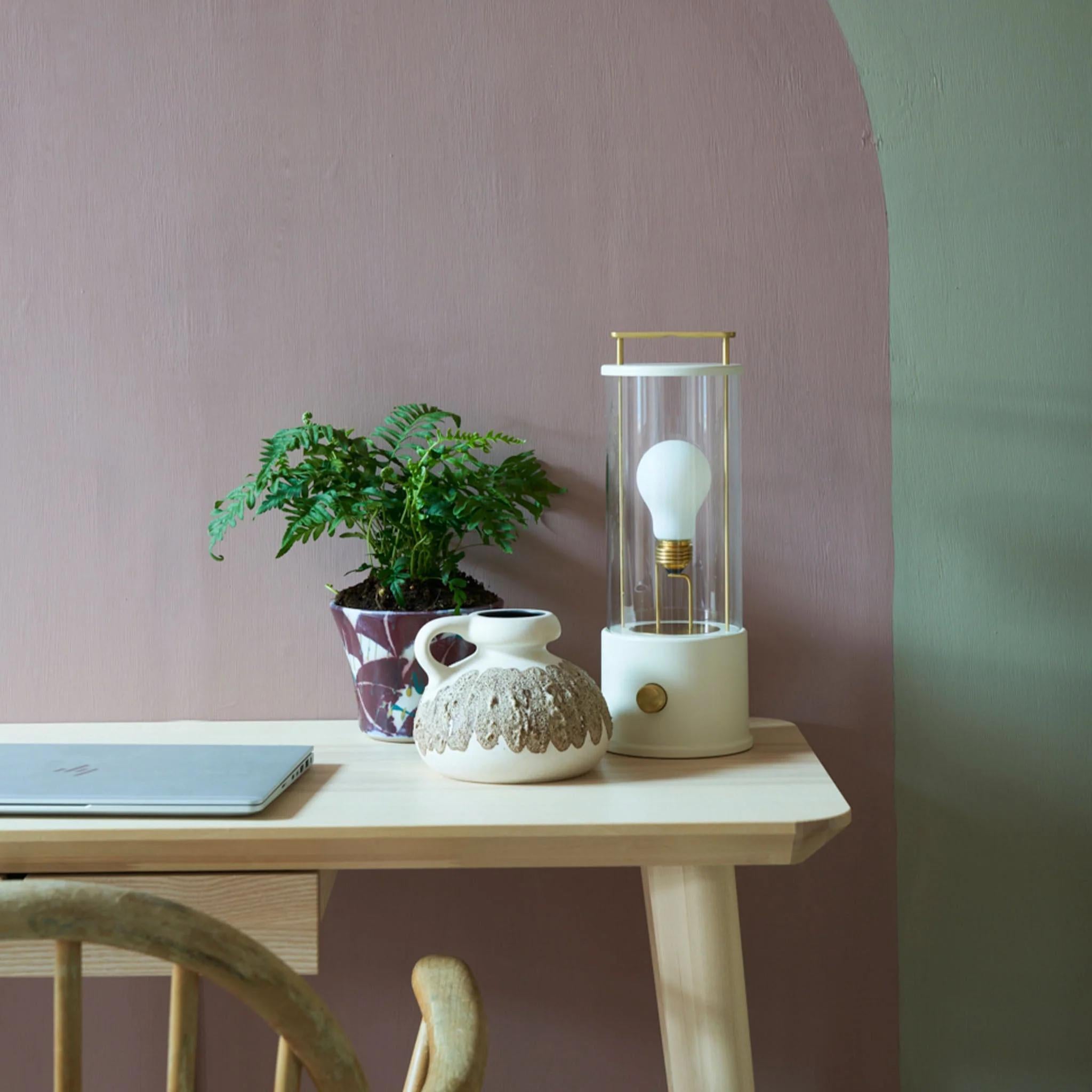 Painted 'The Muse' Portable Lamp by Farrow & Ball x Tala in Candlenut White For Sale