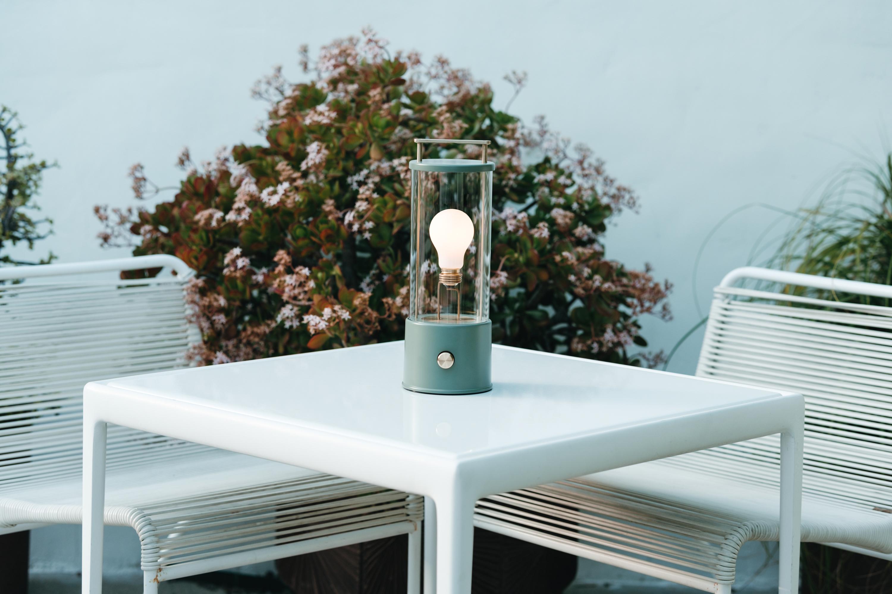 Painted 'The Muse' Portable Lamp by Farrow & Ball x Tala in Pleasure Garden Green For Sale