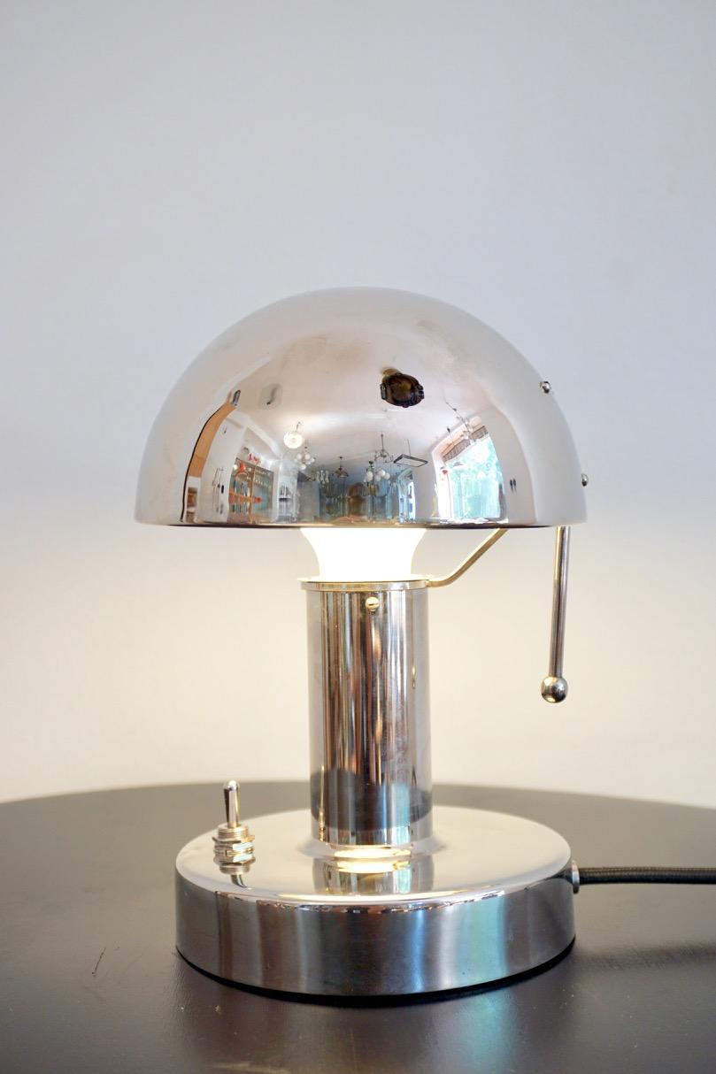 Bauhaus Mushroom Table Lamp in Nickel or Copper, Hungarian 