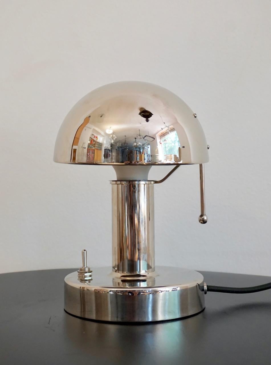 Plated Mushroom Table Lamp in Nickel or Copper, Hungarian 