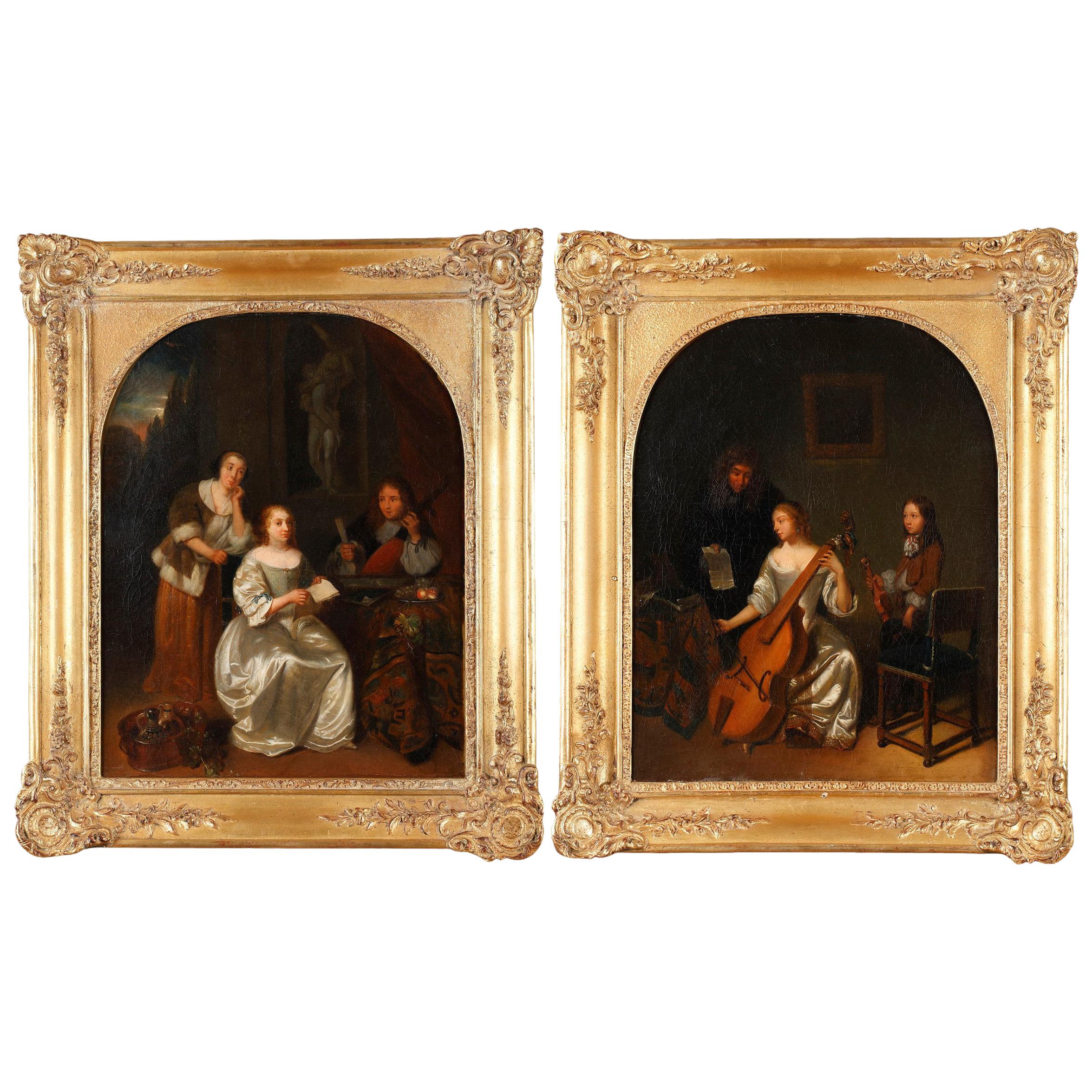 Painting "The Music Lesson", French School, Circa 1840 For Sale