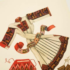 « The National Dresses of Macedonia », dessin illustré sur toile, 1963