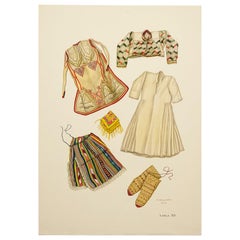 The National Dresses of Macedonia Illustrated Drawing in Plate, 1963