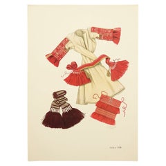 Vintage The National Dresses of Macedonia Illustrated Drawing in Plate, 1963