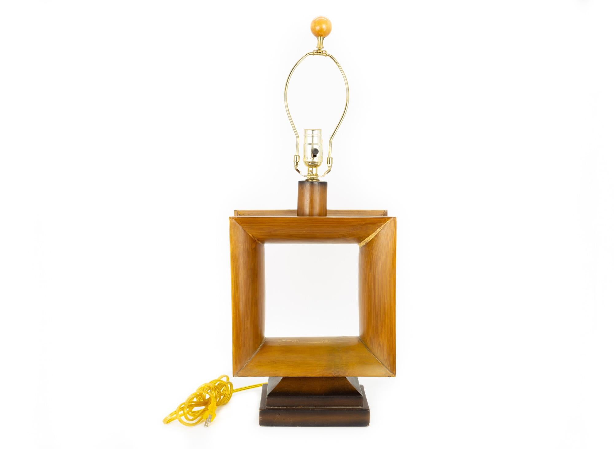 American Natural Light Mid Century Square Open Window Table Lamp For Sale