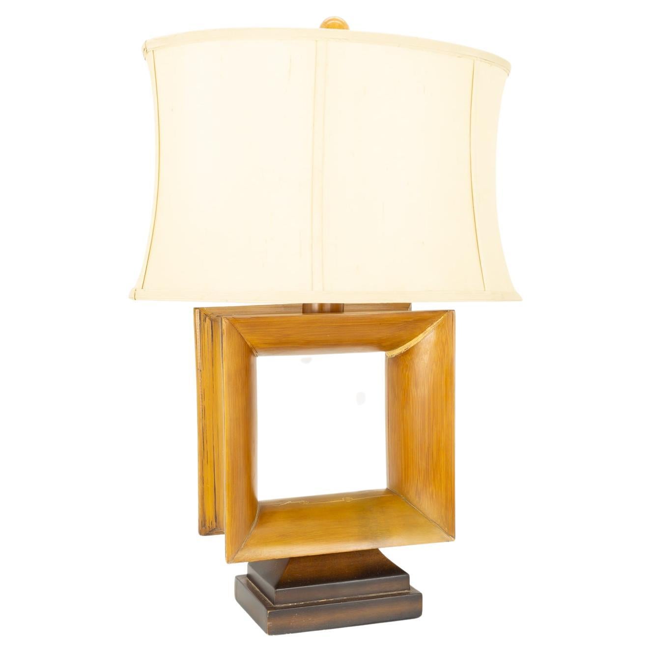 Natural Light Mid Century Square Open Window Table Lamp For Sale