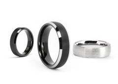 Navarro, Two-Toned Black Tungsten Beveled Edge Comfort Fit Wedding Band