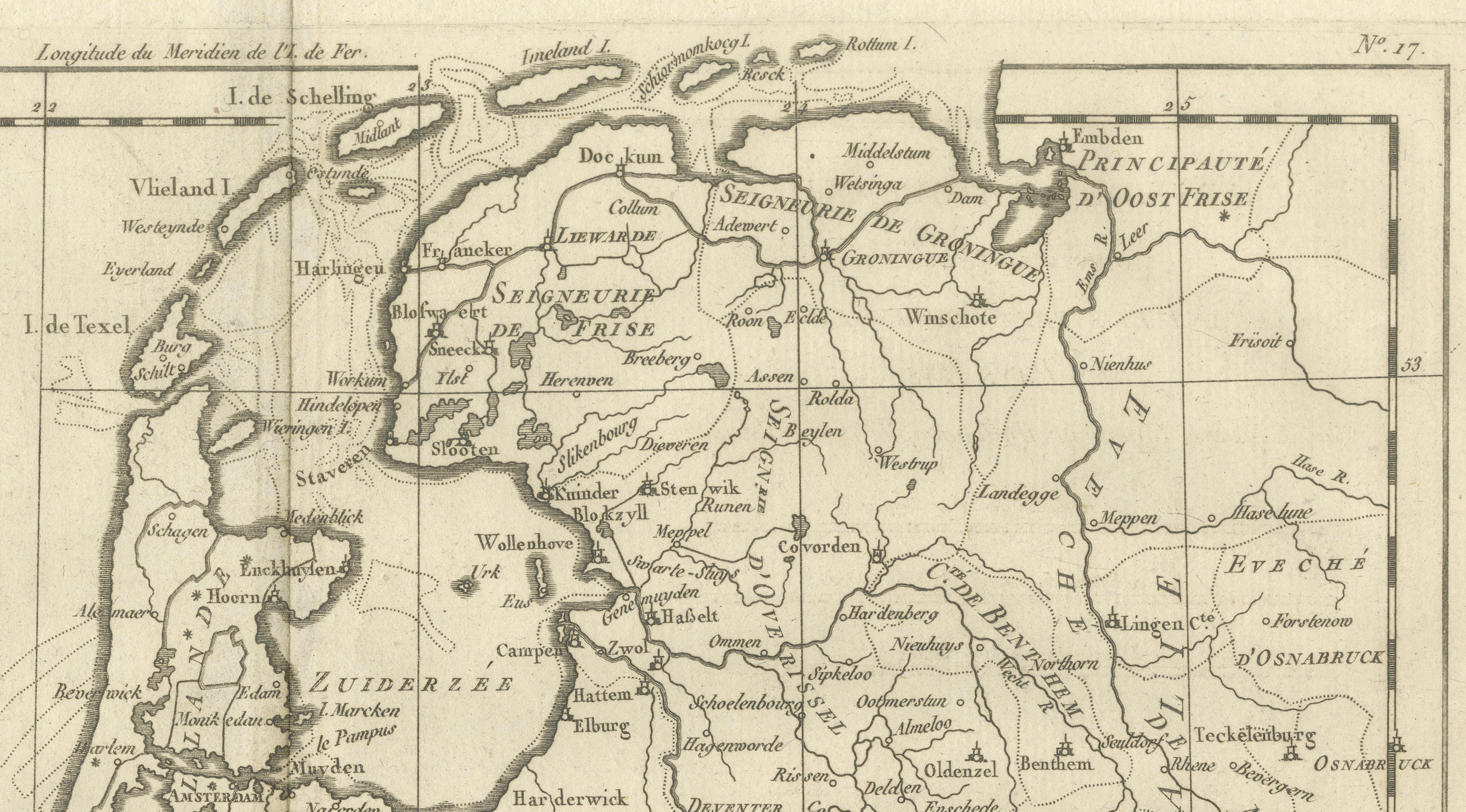 The Netherlands – Seven United Provinces Map, Bonne c1780