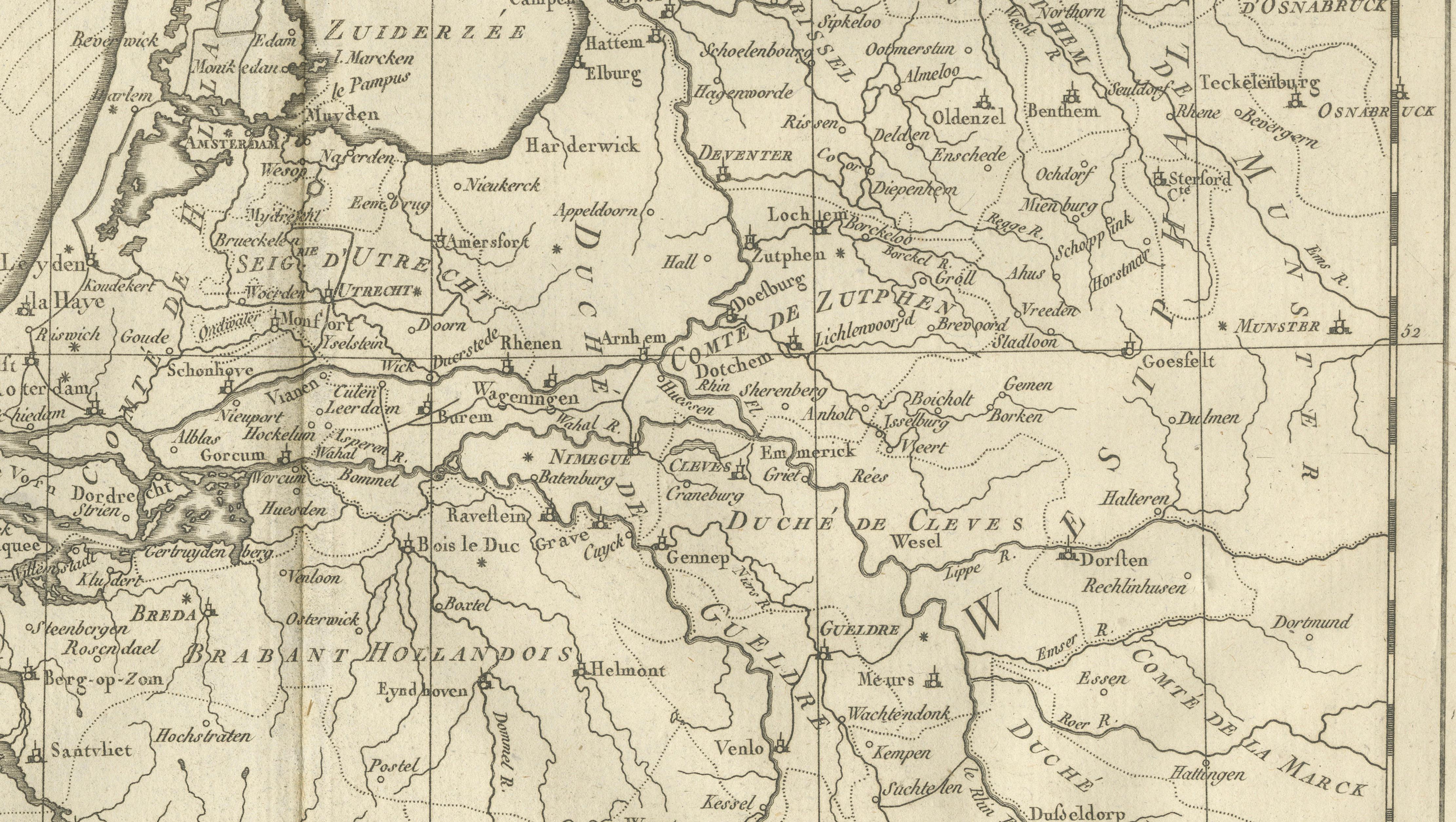 The Netherlands – Seven United Provinces Map, Bonne c1780