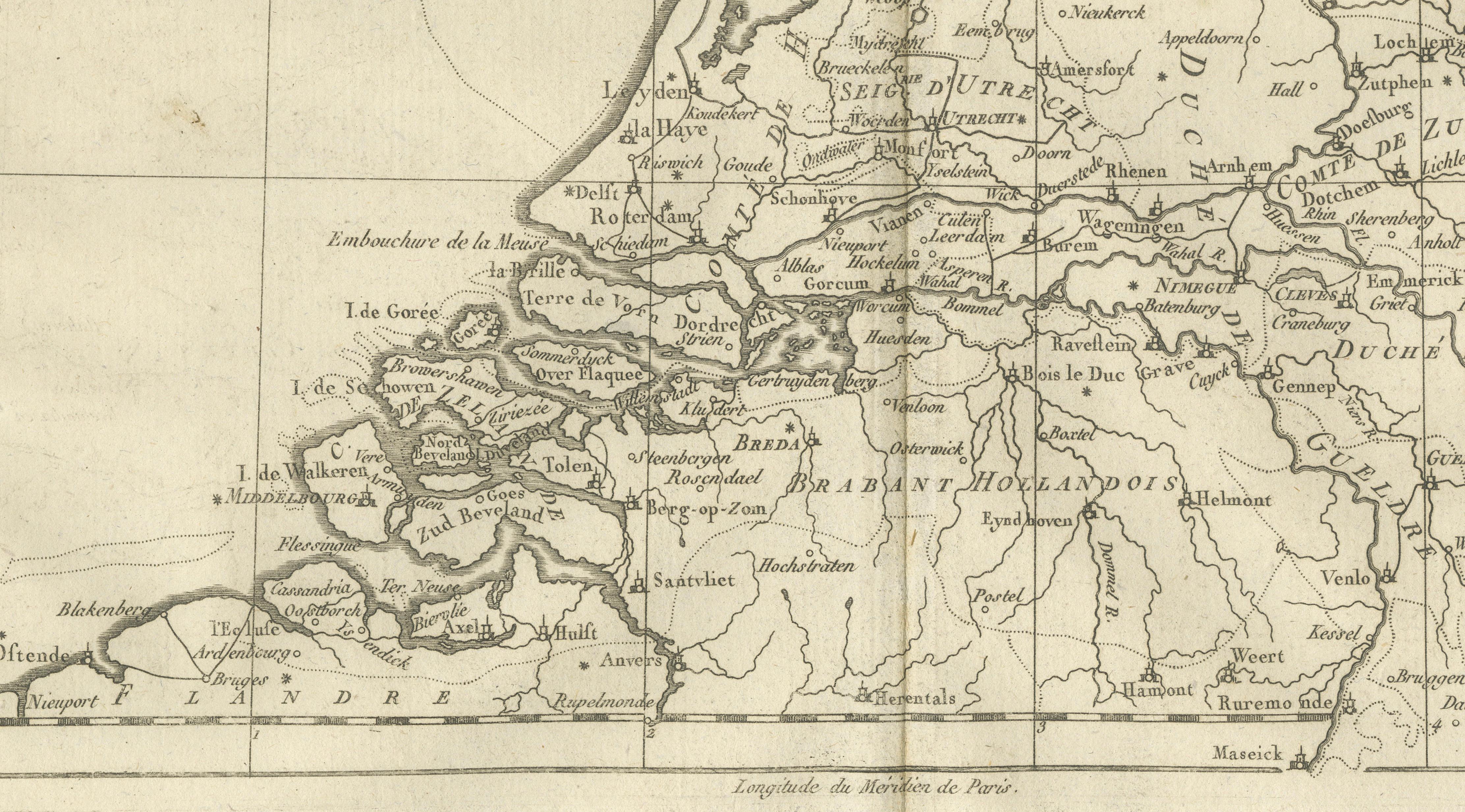 The Netherlands – Seven United Provinces Map, Bonne c1780