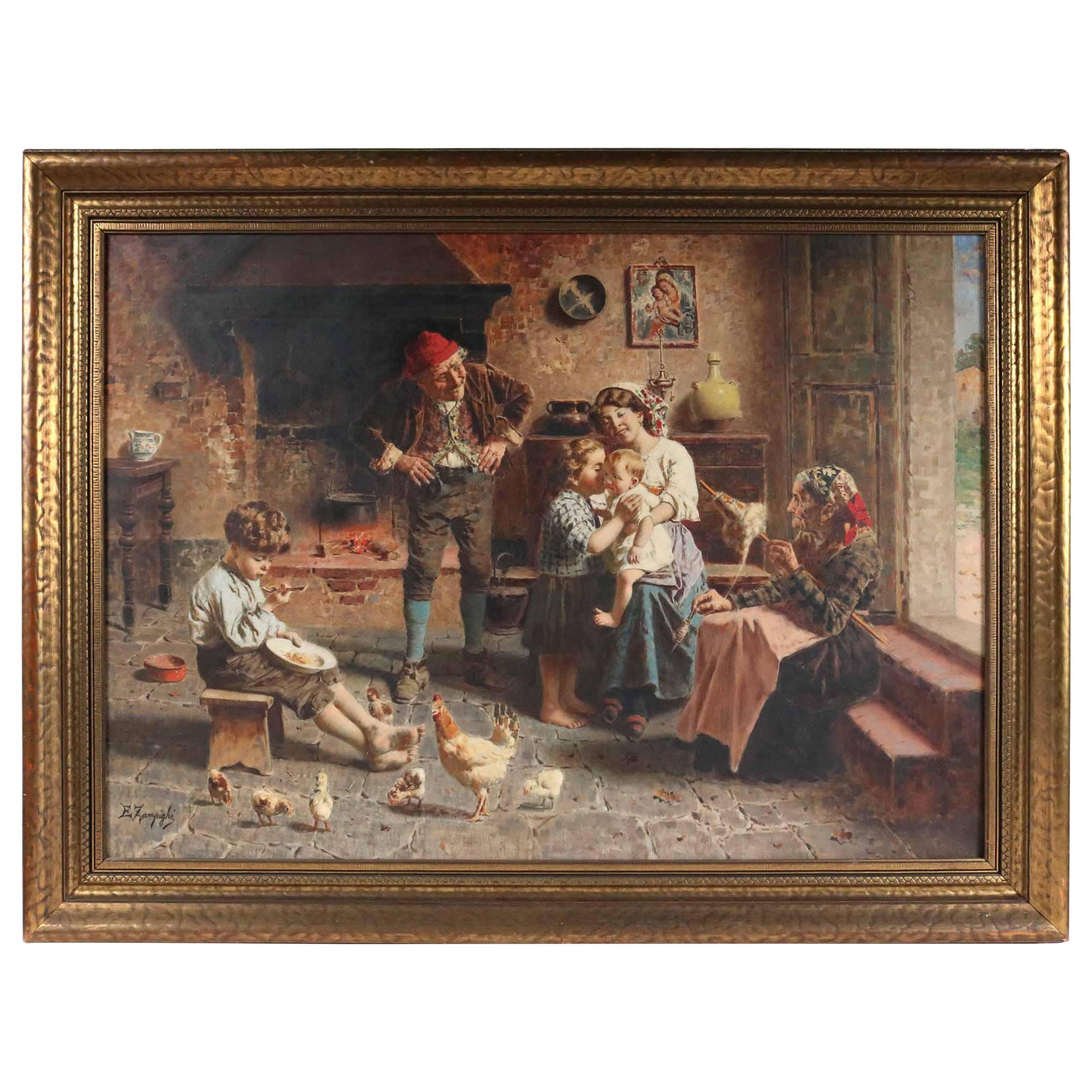 The New Baby by Eugenio Zampighi Painting For Sale