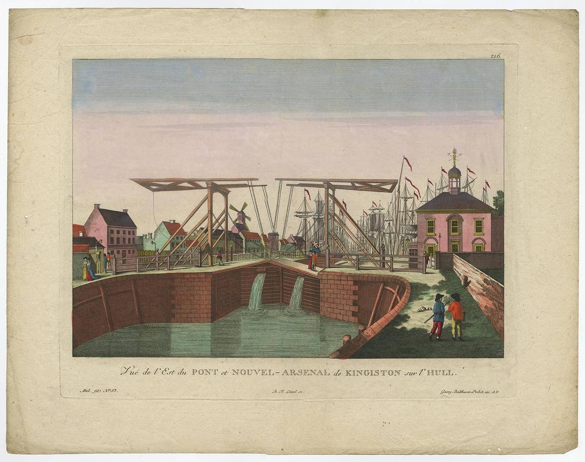 The New Bridge and Arsenal of Kingston, Hull, Yorkshire, Great Britain, ca.1770