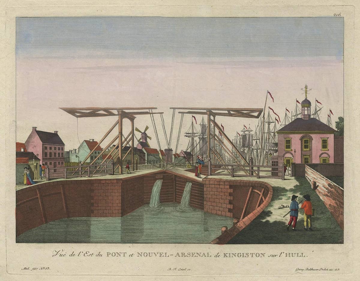 The New Bridge and Arsenal of Kingston, Hull, Yorkshire, Great Britain, ca.1770