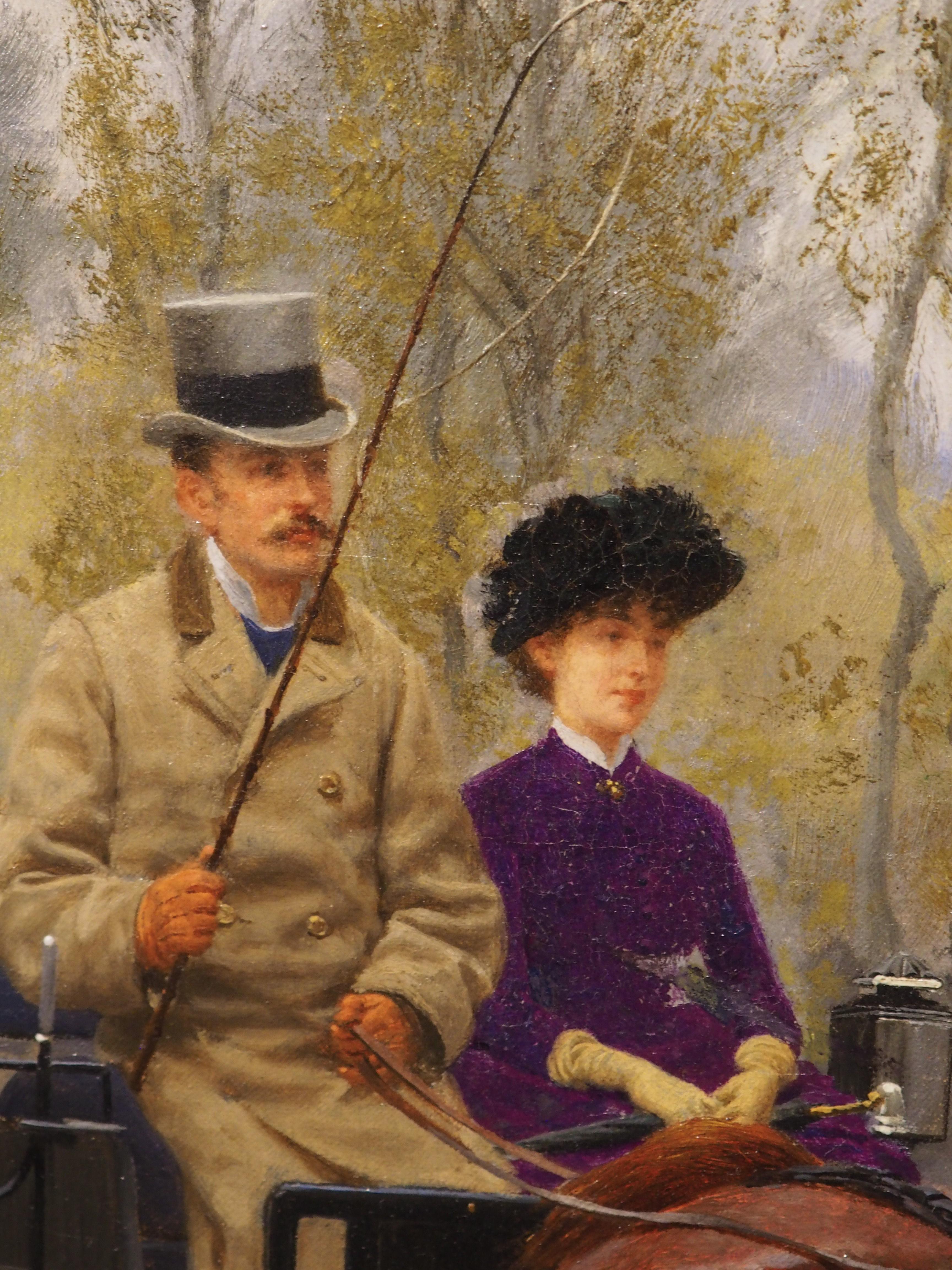Los caballos nuevos, óleo francés antiguo sobre lienzo de Jean Richard Goubie, París 1883 4