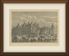 The New Law Courts, Strand, Victorian London, Antique Engraving, circa 1882