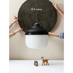The New Old Light Large Pendant Lamp in Green Metal & Rice Paper by KIMU