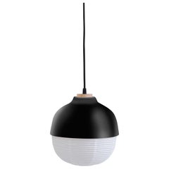 The New Old Light Medium Pendant Lamp in Matt Black Metal & Rice Paper by KIMU