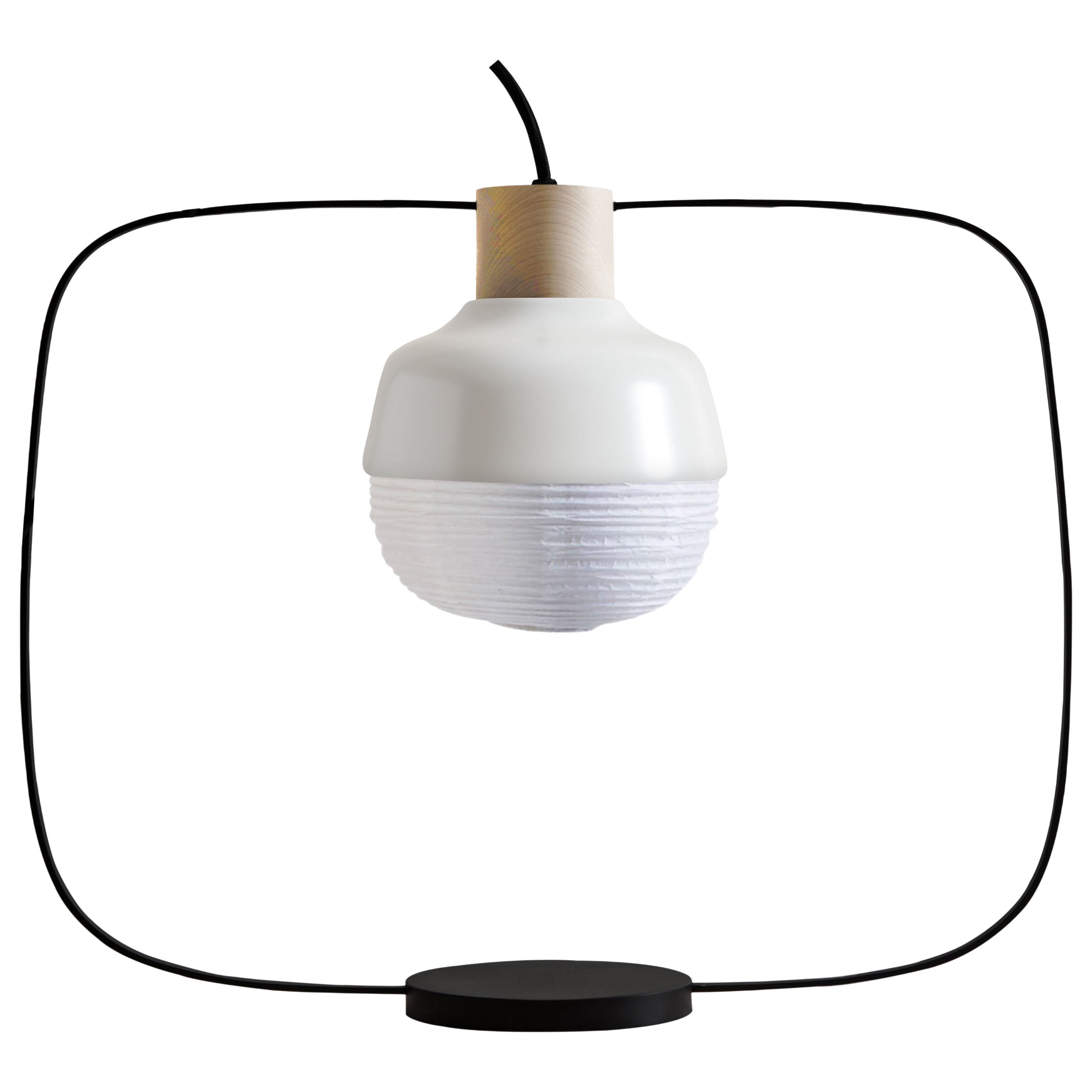The New Old Plump Table Light in Aluminum, Beech, Metal & Rice Paper by KIMU For Sale