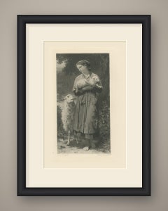 The Newborn Lamb after William Bouguereau, Antique Photogravure, circa 1880