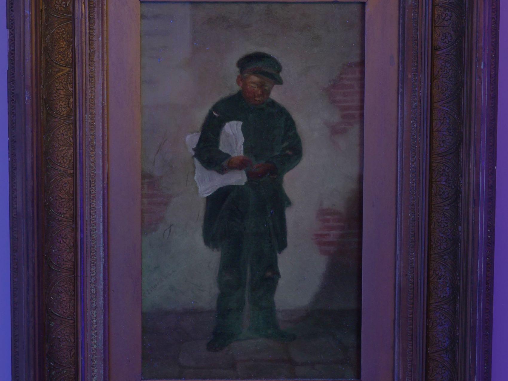 “the Newsboy” Antique Oil Painting by Charles Markham 7