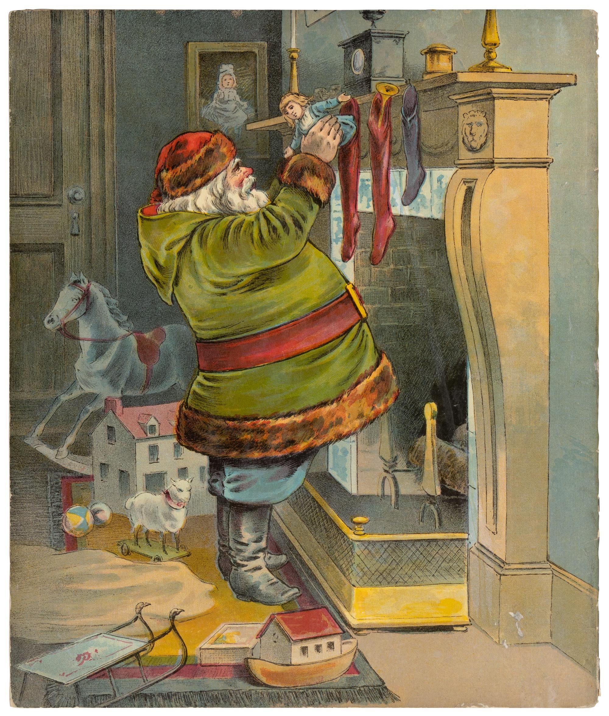 La noche antes de Navidad o La visita de San Nicolás por Clement Moore, 1888 En relieve