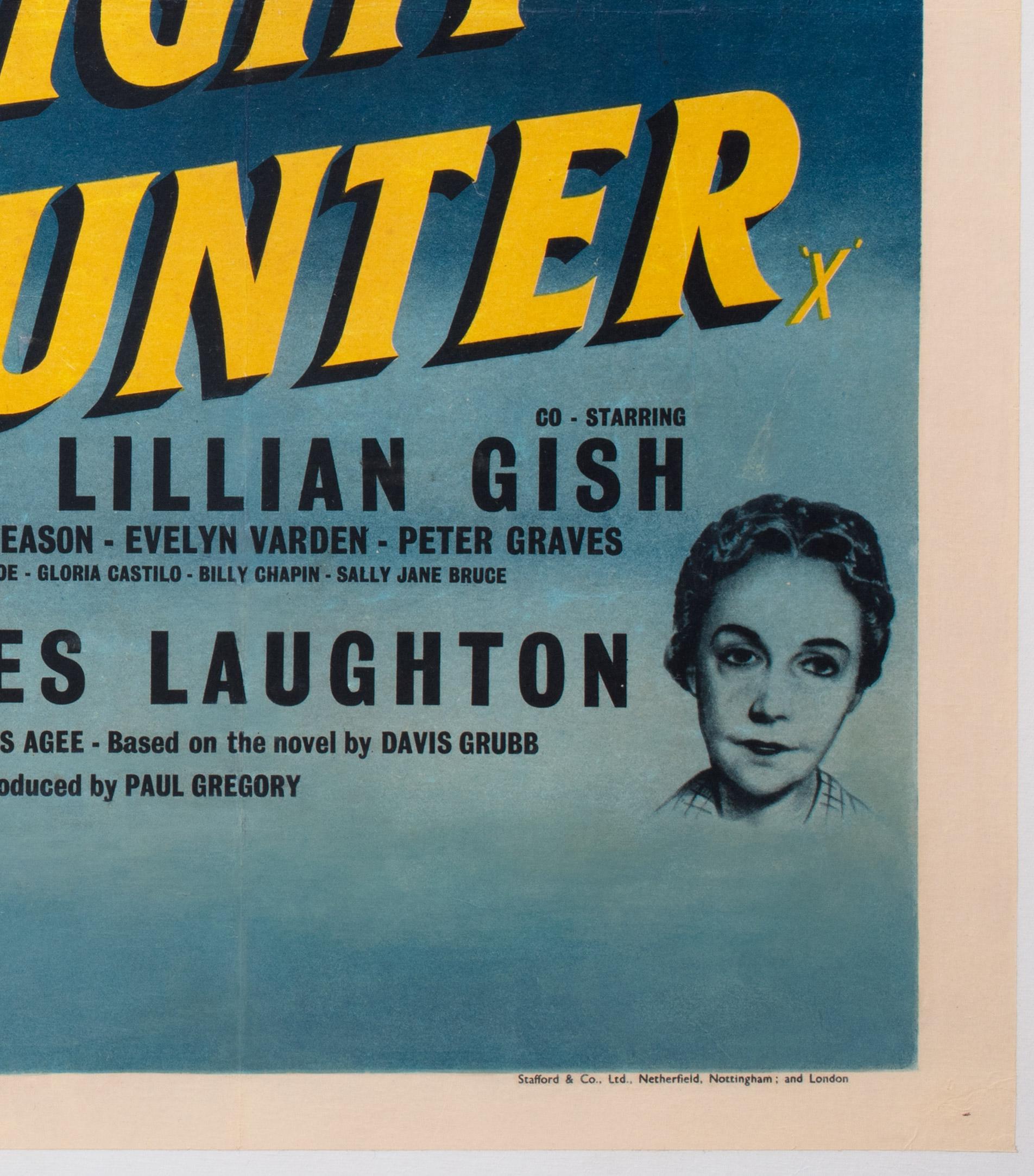 20th Century Night of the Hunter 1955 Original UK Quad Film Movie Poster, Linen Backed